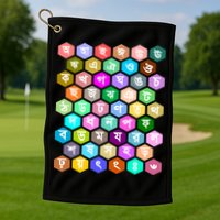 Rainbow Bangla Alphabets Letters Learning Bengali Golf Towel