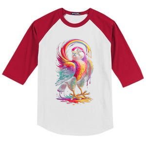 Rainbow Bird Art Colorful Bird Lover Birdwatching Gift Kids Colorblock Raglan Jersey