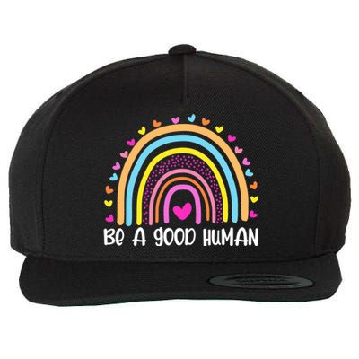 Retro Be A Good Human Saying Kindness Quote Positive Message Wool Snapback Cap