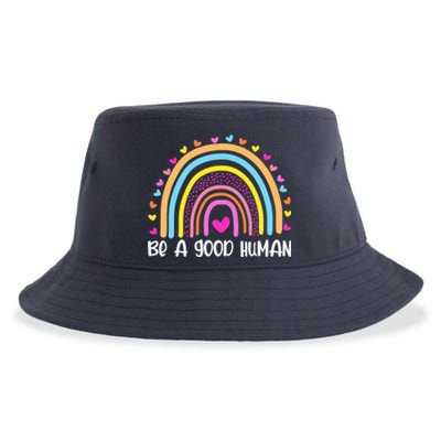 Retro Be A Good Human Saying Kindness Quote Positive Message Sustainable Bucket Hat