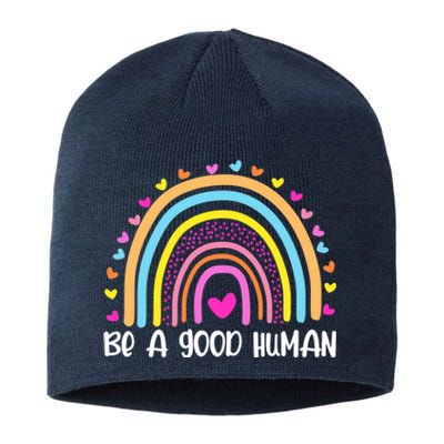 Retro Be A Good Human Saying Kindness Quote Positive Message Sustainable Beanie