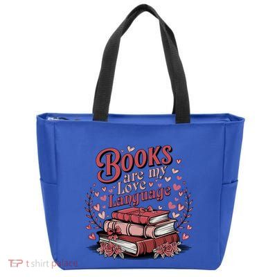 Retro Books Are My Love Language Valentine Book Lover Bundle Gift Zip Tote Bag