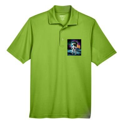 Retro Bitcoin Astronaut Men's Origin Performance Piqué Polo