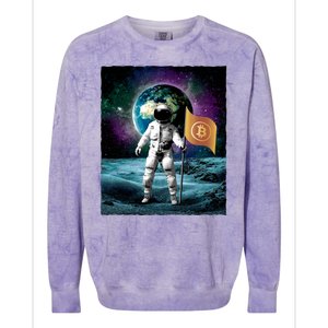 Retro Bitcoin Astronaut Colorblast Crewneck Sweatshirt