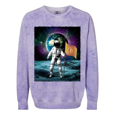 Retro Bitcoin Astronaut Colorblast Crewneck Sweatshirt