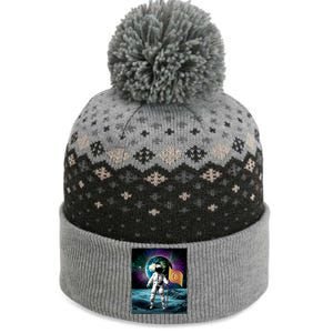 Retro Bitcoin Astronaut The Baniff Cuffed Pom Beanie