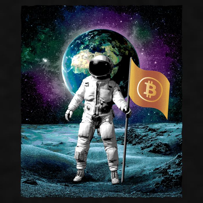 Retro Bitcoin Astronaut Ladies PosiCharge Tri-Blend Wicking Tank