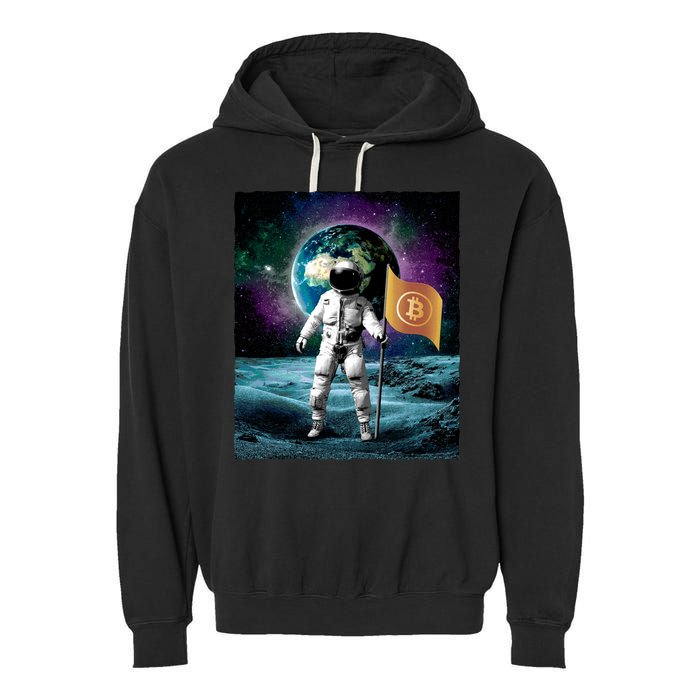 Retro Bitcoin Astronaut Garment-Dyed Fleece Hoodie
