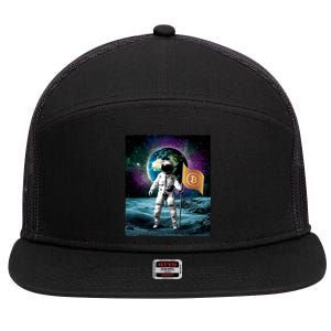 Retro Bitcoin Astronaut 7 Panel Mesh Trucker Snapback Hat