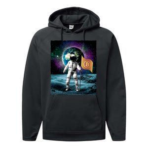 Retro Bitcoin Astronaut Performance Fleece Hoodie