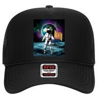 Retro Bitcoin Astronaut High Crown Mesh Back Trucker Hat