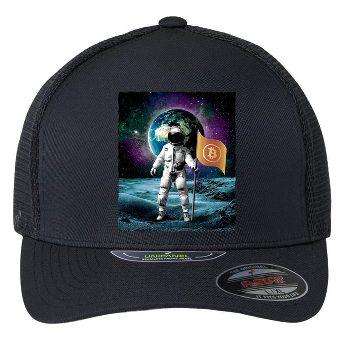 Retro Bitcoin Astronaut Flexfit Unipanel Trucker Cap