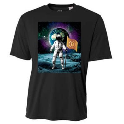 Retro Bitcoin Astronaut Cooling Performance Crew T-Shirt