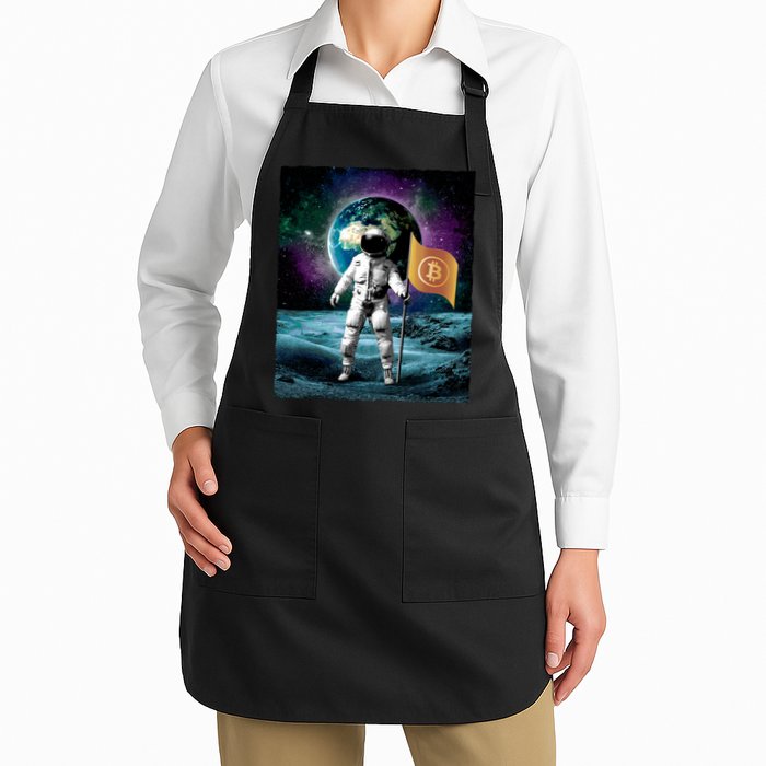 Retro Bitcoin Astronaut Full-Length Apron With Pockets
