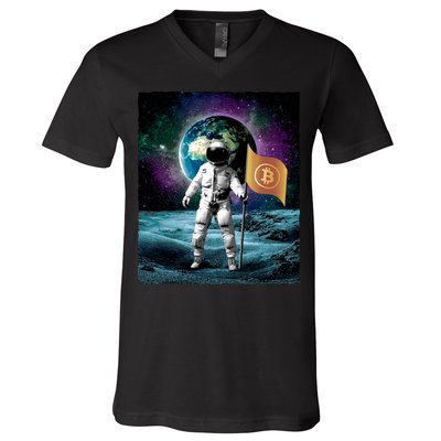 Retro Bitcoin Astronaut V-Neck T-Shirt