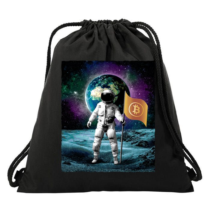Retro Bitcoin Astronaut Drawstring Bag
