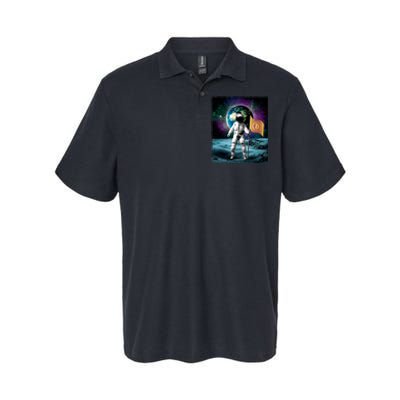 Retro Bitcoin Astronaut Softstyle Adult Sport Polo