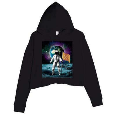 Retro Bitcoin Astronaut Crop Fleece Hoodie