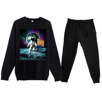 Retro Bitcoin Astronaut Premium Crewneck Sweatsuit Set