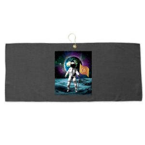 Retro Bitcoin Astronaut Large Microfiber Waffle Golf Towel