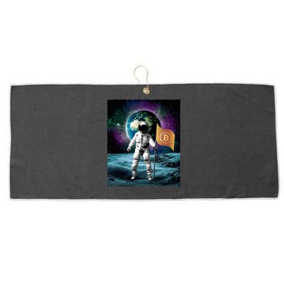 Retro Bitcoin Astronaut Large Microfiber Waffle Golf Towel
