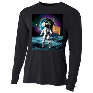 Retro Bitcoin Astronaut Cooling Performance Long Sleeve Crew