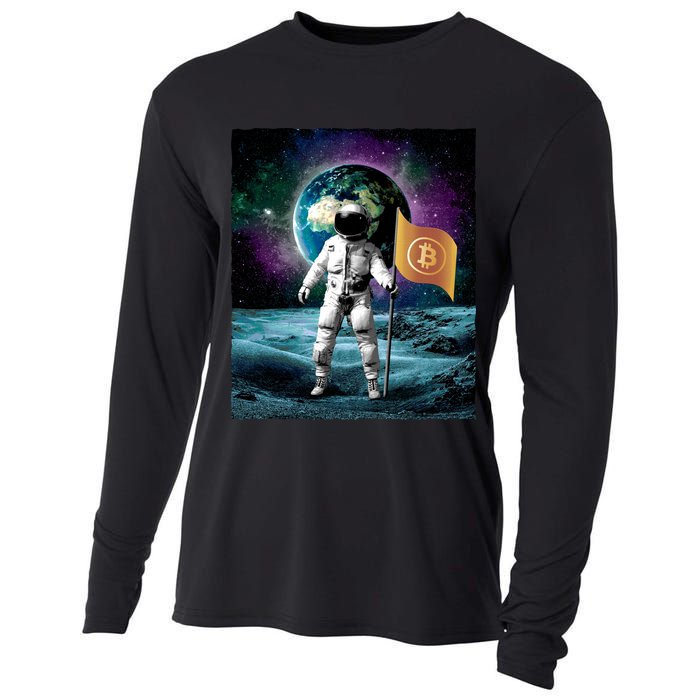 Retro Bitcoin Astronaut Cooling Performance Long Sleeve Crew