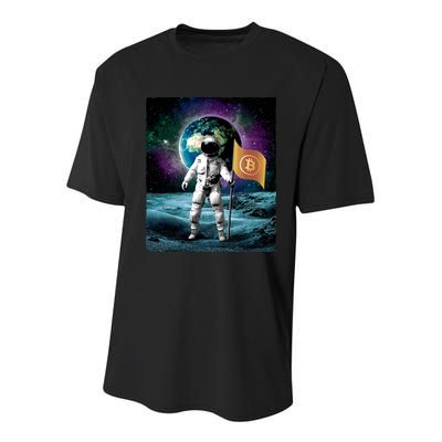 Retro Bitcoin Astronaut Youth Performance Sprint T-Shirt