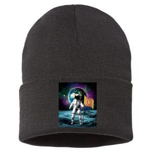 Retro Bitcoin Astronaut Sustainable Knit Beanie