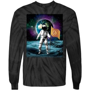 Retro Bitcoin Astronaut Tie-Dye Long Sleeve Shirt