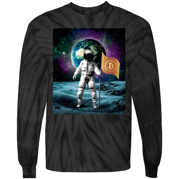 Retro Bitcoin Astronaut Tie-Dye Long Sleeve Shirt