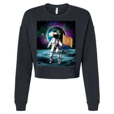Retro Bitcoin Astronaut Cropped Pullover Crew