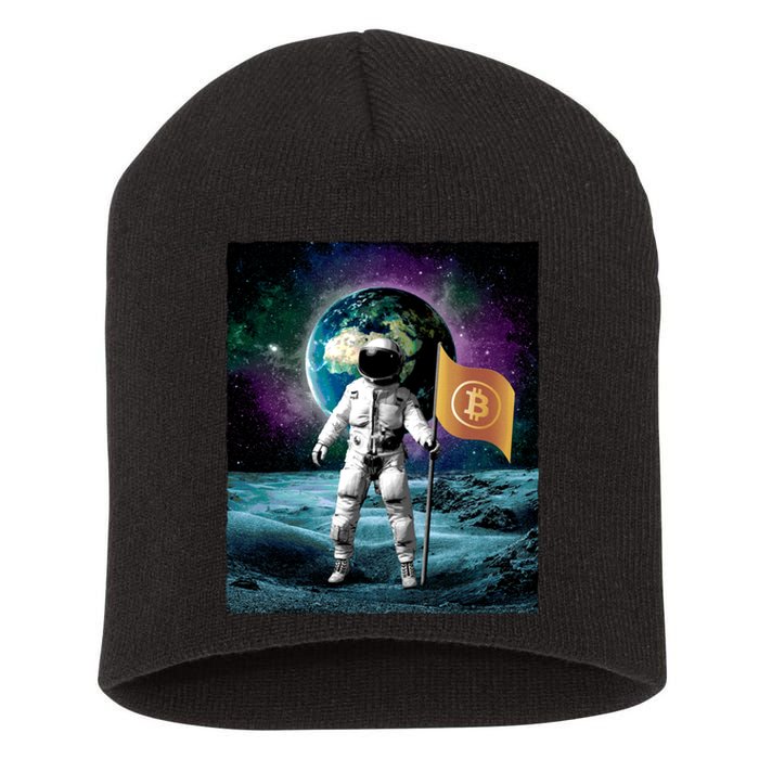 Retro Bitcoin Astronaut Short Acrylic Beanie