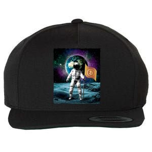 Retro Bitcoin Astronaut Wool Snapback Cap