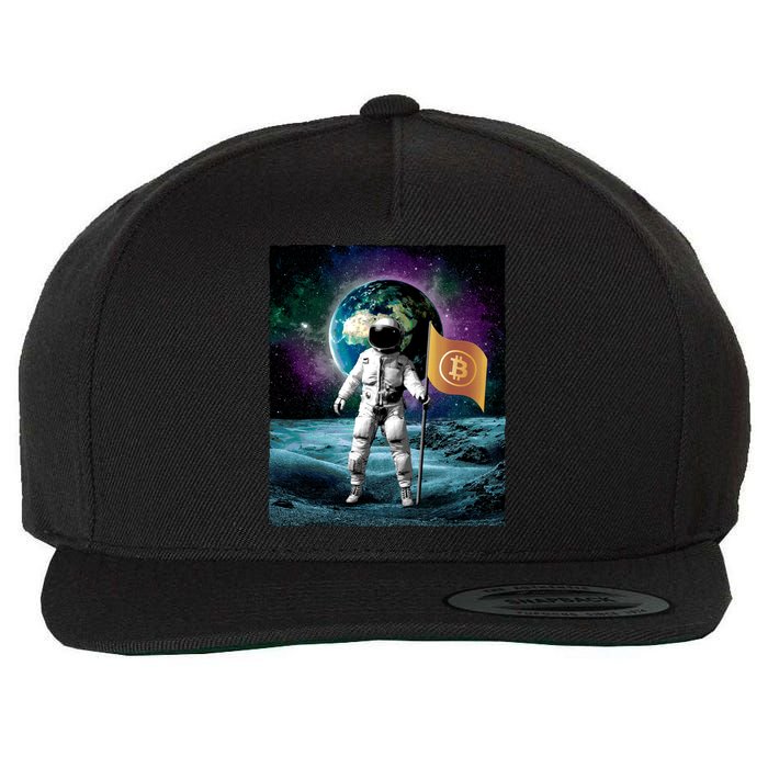 Retro Bitcoin Astronaut Wool Snapback Cap