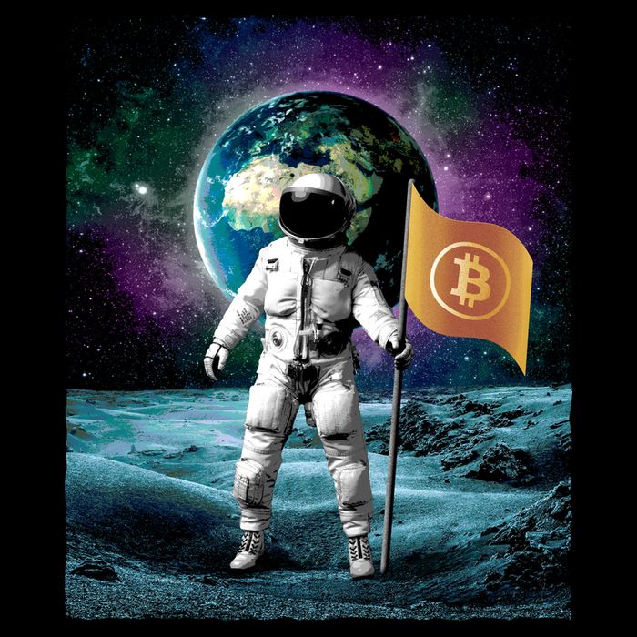 Retro Bitcoin Astronaut Wool Snapback Cap