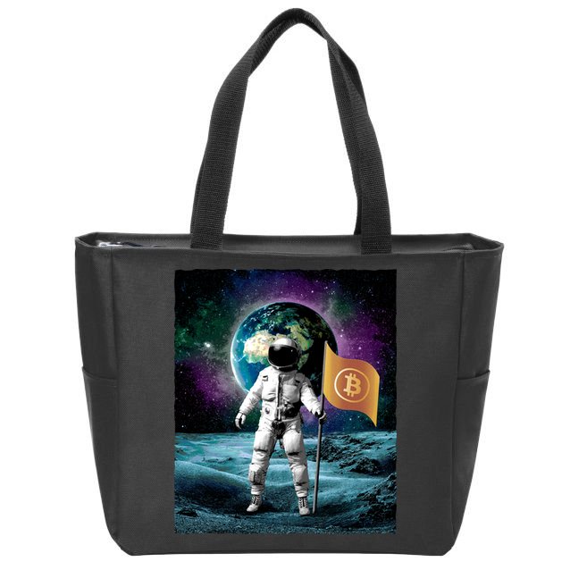 Retro Bitcoin Astronaut Zip Tote Bag