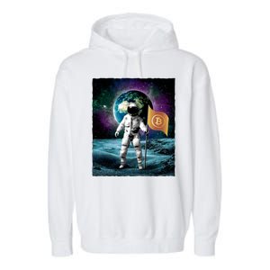 Retro Bitcoin Astronaut Garment-Dyed Fleece Hoodie