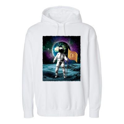 Retro Bitcoin Astronaut Garment-Dyed Fleece Hoodie