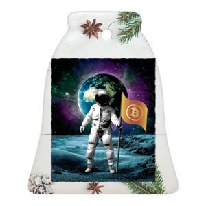 Retro Bitcoin Astronaut Ceramic Bell Ornament