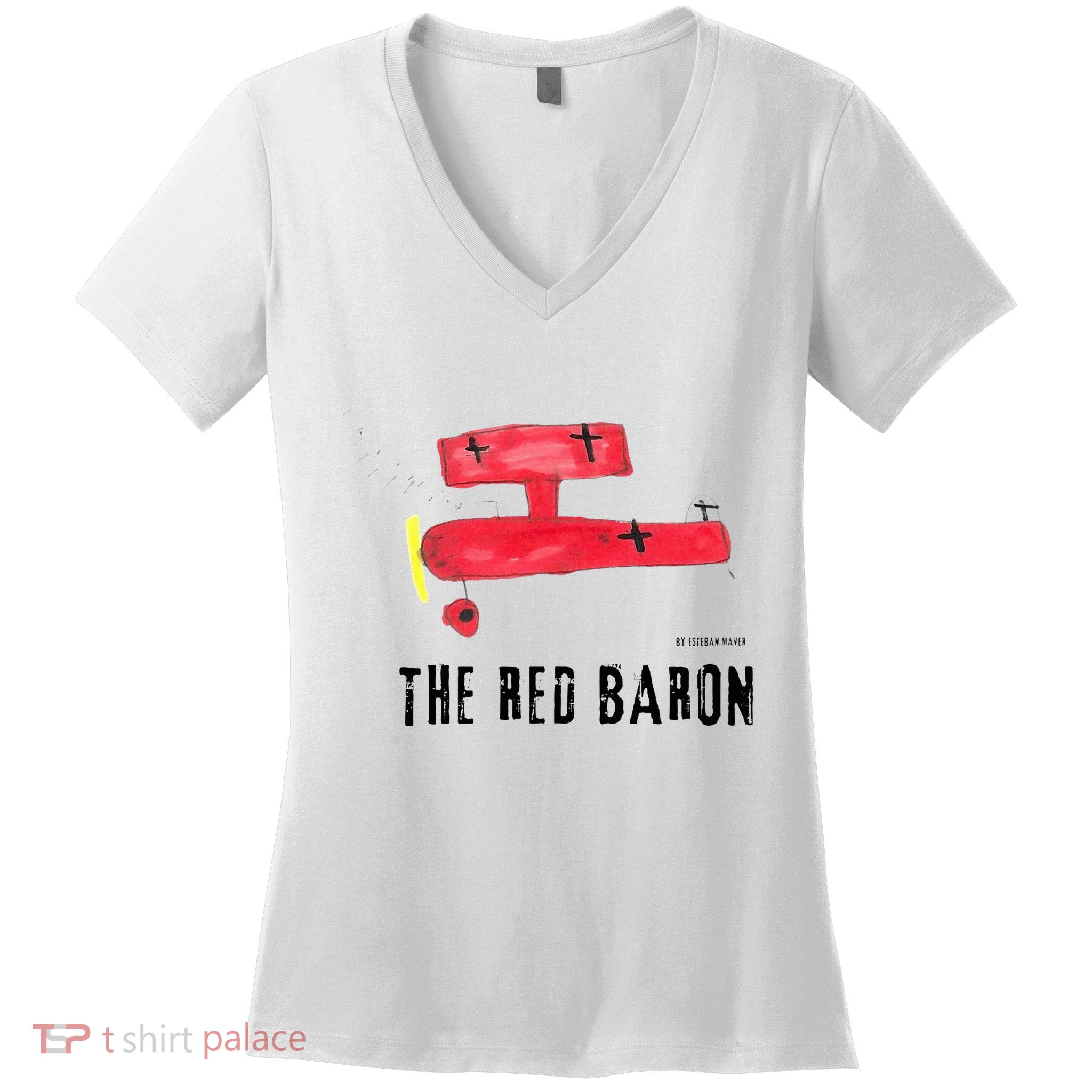 Red Baron Aviation Aircraft Airplane Women's V-Neck T-Shirt