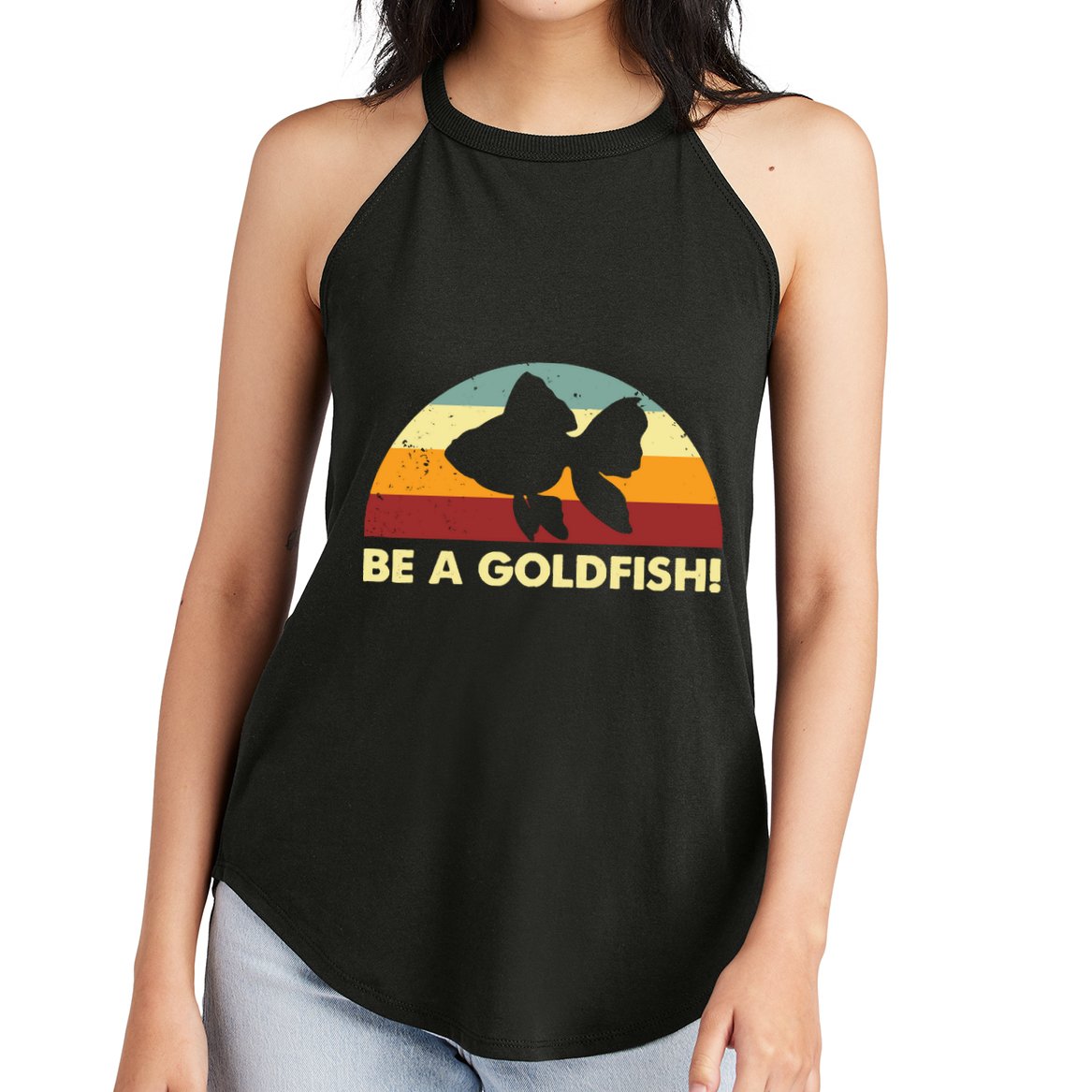 Retro Be A Goldfish Women's Perfect Tri Rocker Tank