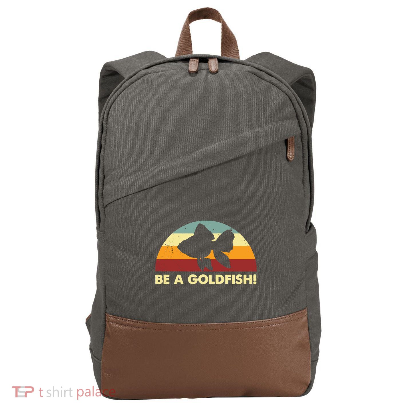 Retro Be A Goldfish Cotton Canvas Backpack