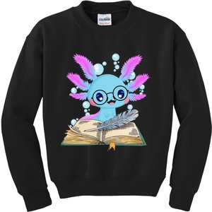 Read Book Axolotl Funny Reading Books Lizard  Kids Sweatshirt