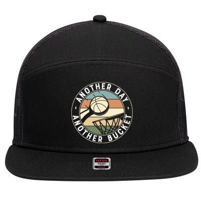 Retro Basketball Another Day Another Bucket Baller 7 Panel Mesh Trucker Snapback Hat