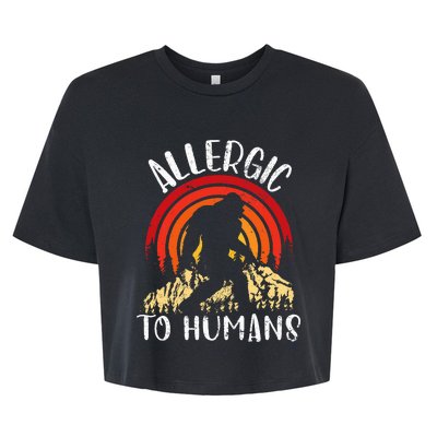 Retro Bigfoot Allergic To Humans Sasquatch For Introvert Bella+Canvas Jersey Crop Tee