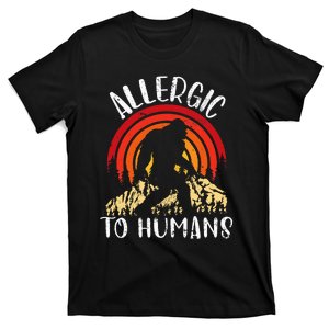 Retro Bigfoot Allergic To Humans Sasquatch For Introvert T-Shirt