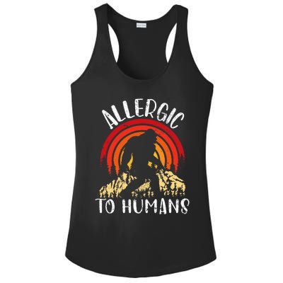 Retro Bigfoot Allergic To Humans Sasquatch For Introvert Ladies PosiCharge Competitor Racerback Tank