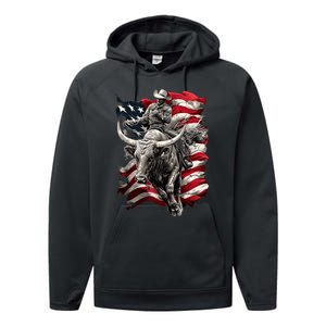 Rodeo Bucking Bull Riding Cowboy Western Performance Fleece Hoodie