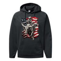 Rodeo Bucking Bull Riding Cowboy Western Performance Fleece Hoodie